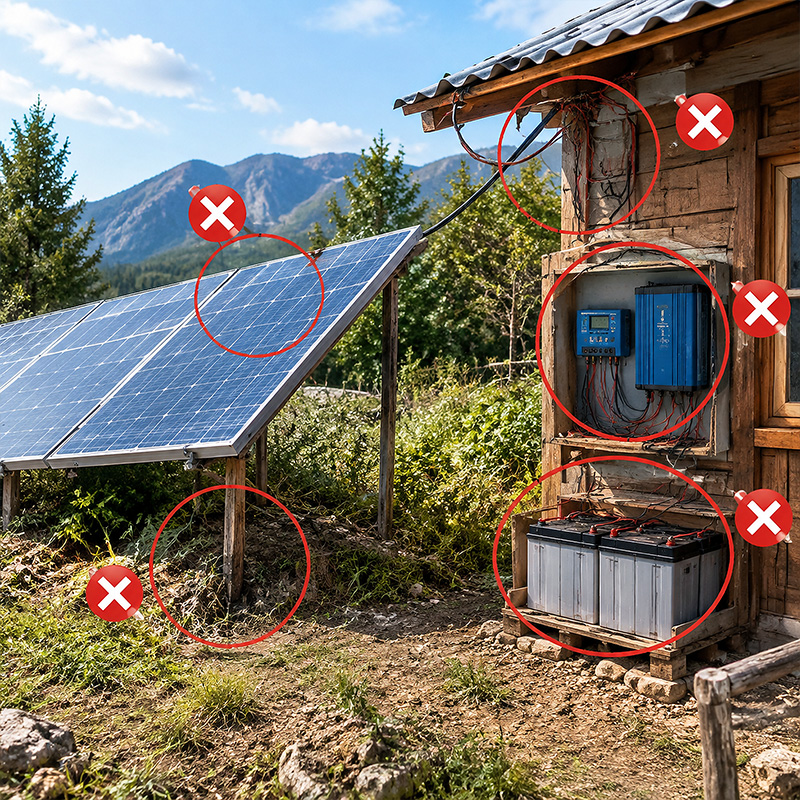 Błędy projektowania zasilania solarnego off-grid