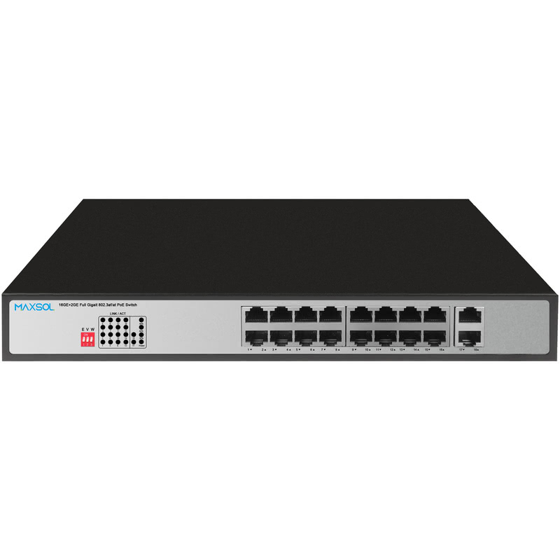 16-portowy gigabitowy przełącznik PoE+ 300 W z 2 portami uplink