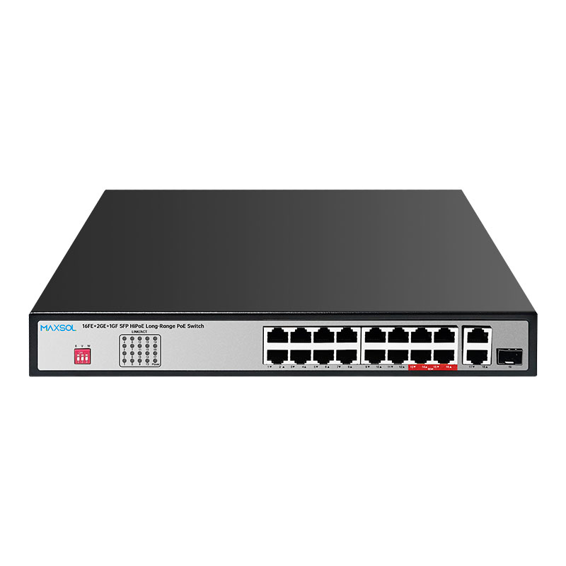 16-portowy przełącznik Hi-PoE 200 W z portami uplink 2GE i SFP
