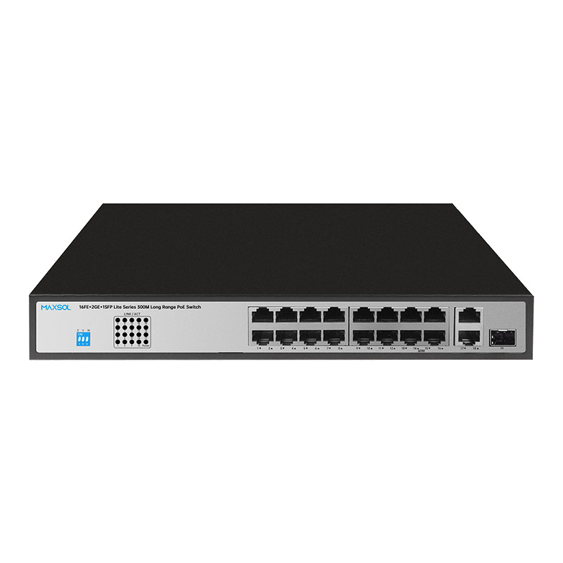 16-portowy przełącznik Fast Ethernet PoE+ z gigabitowymi portami uplink