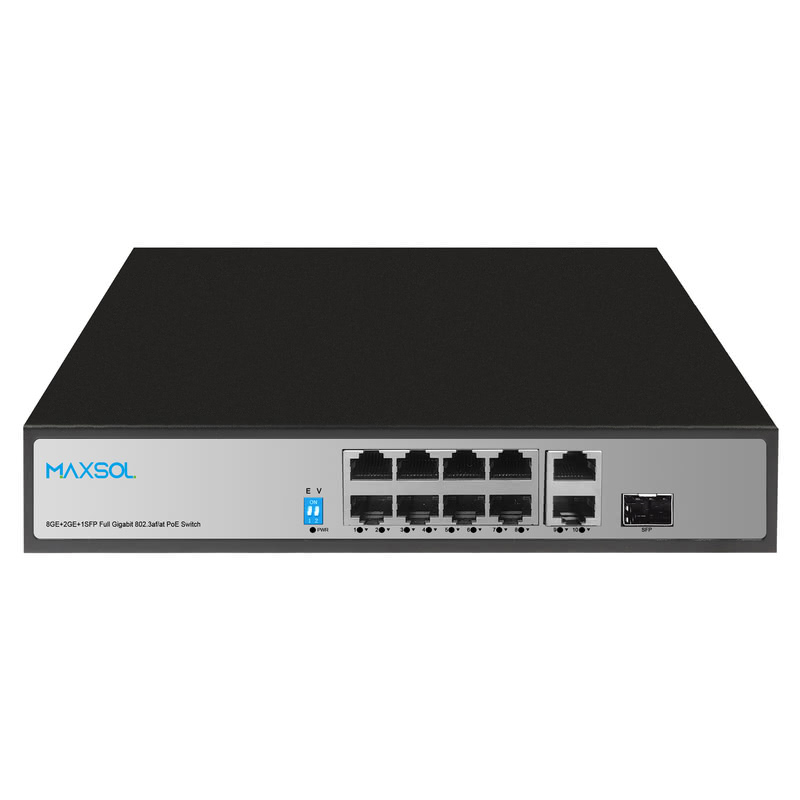 PS1802FG: 8-portowy przełącznik Gigabit PoE+ z RJ45/SFP