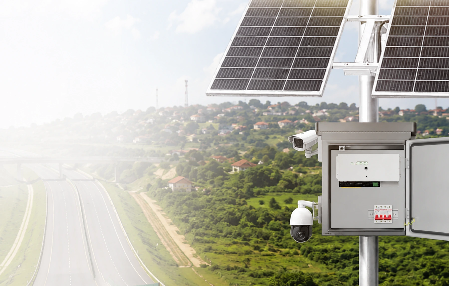 Autonomiczna szafa solarna z przemysłowym przełącznikiem PoE