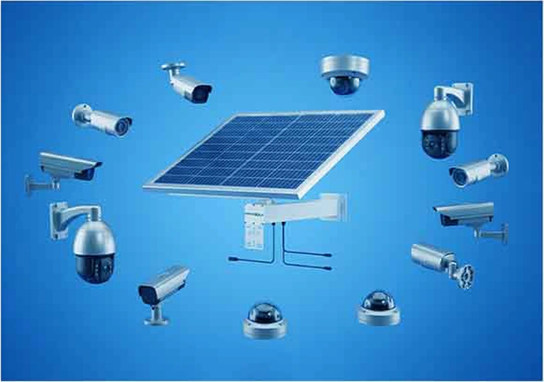 System solarny otoczony zgodnymi kamerami zewnętrznymi